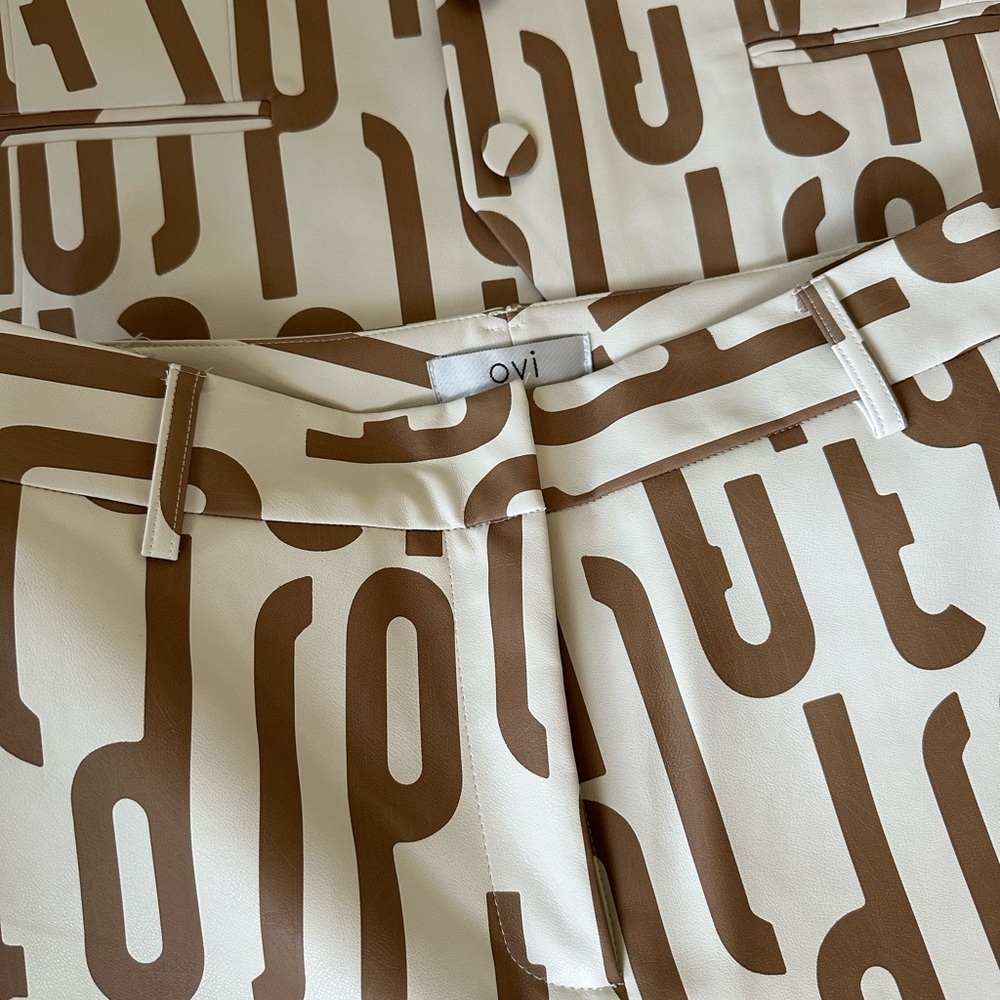 Ovi Geometric Brown and Cream Trousers